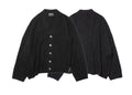 ERD Silver Button Mixed-Knit Oversized Cardigan - Black